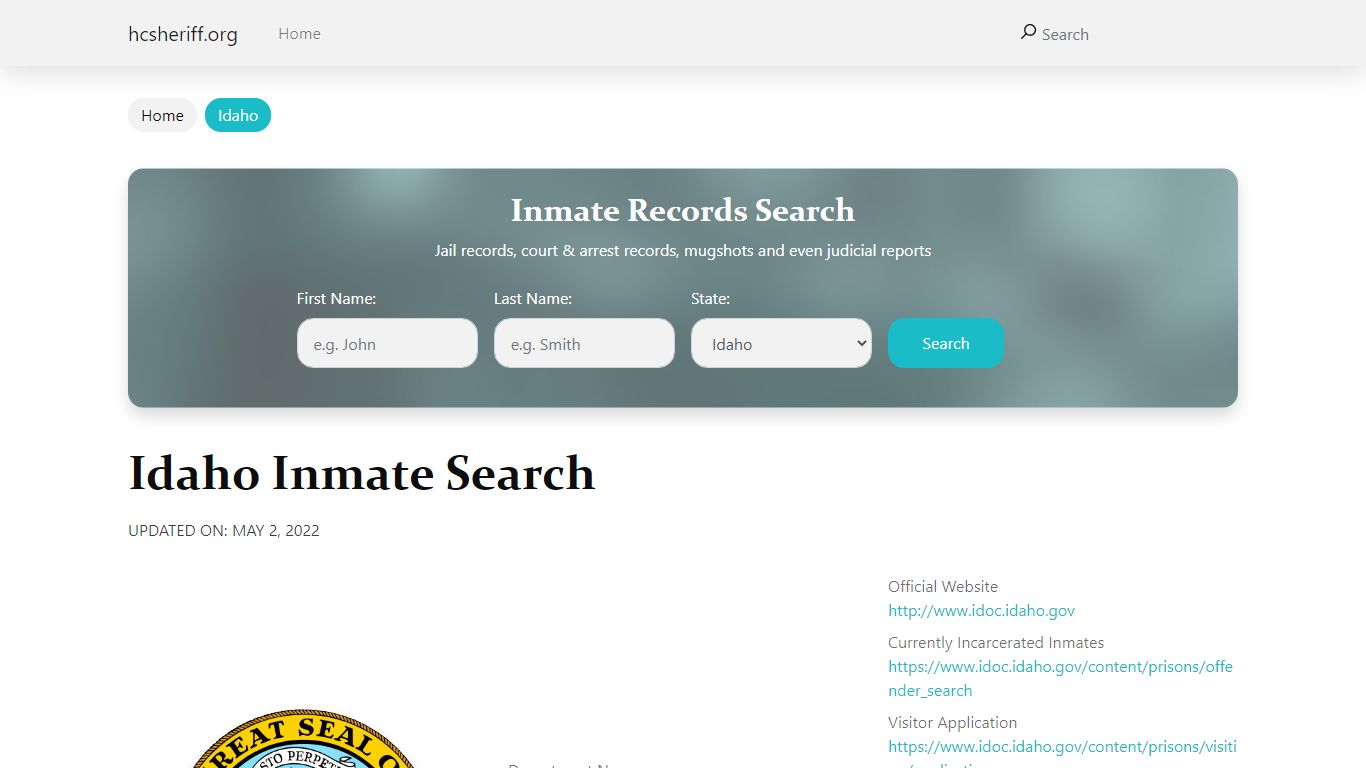 Idaho Inmate Search – Idaho Department of Correction Offender Lookup