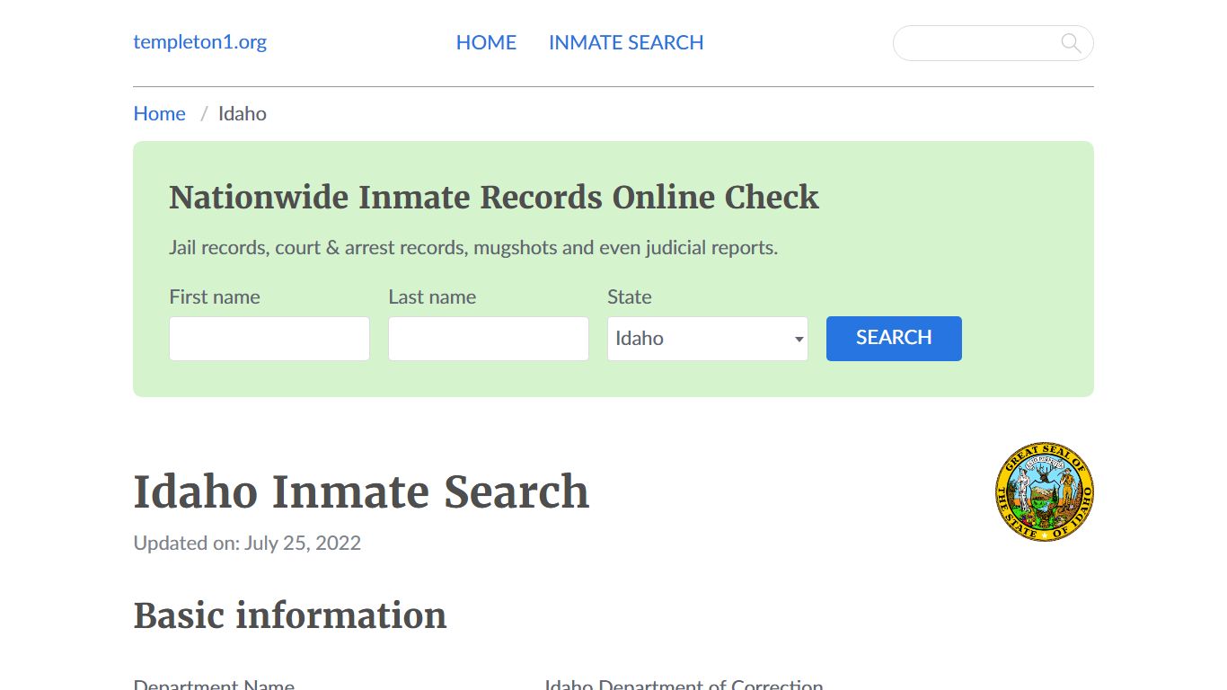Idaho Inmate Search – Idaho Department of Correction Offender Lookup